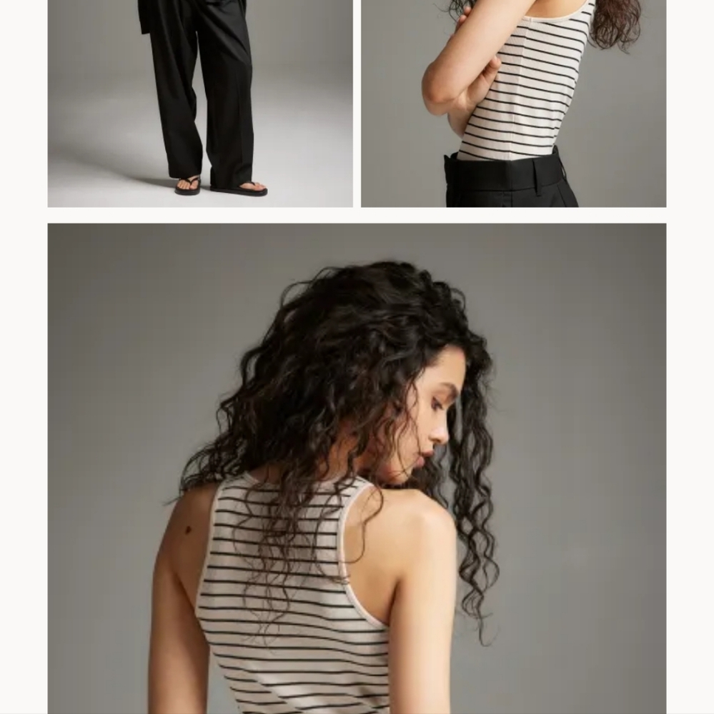 NWT H&M  striped tank top, XS, light beige striped